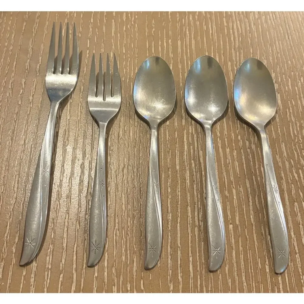 Lot of 5 Spoon and‎ Fork Oneida Community Stainless Twin Star Steel Flatware